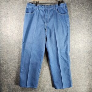 VTG Towncraft Dress Jeans Men 36x28 Lt Blue Denim Straight Leg Casual Pants Soft